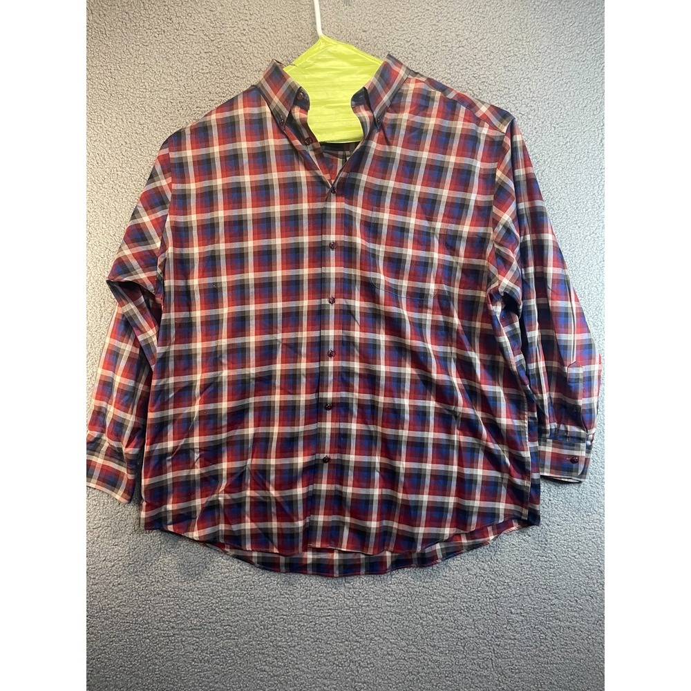 Roundtree & Yorke Gold Label Mens 2X Button Down Red Plaid Shirt